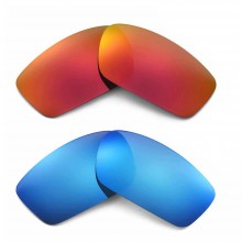 New Walleva Fire Red + Ice Blue Polarized Replacement Lenses For Oakley Splinter Sunglasses